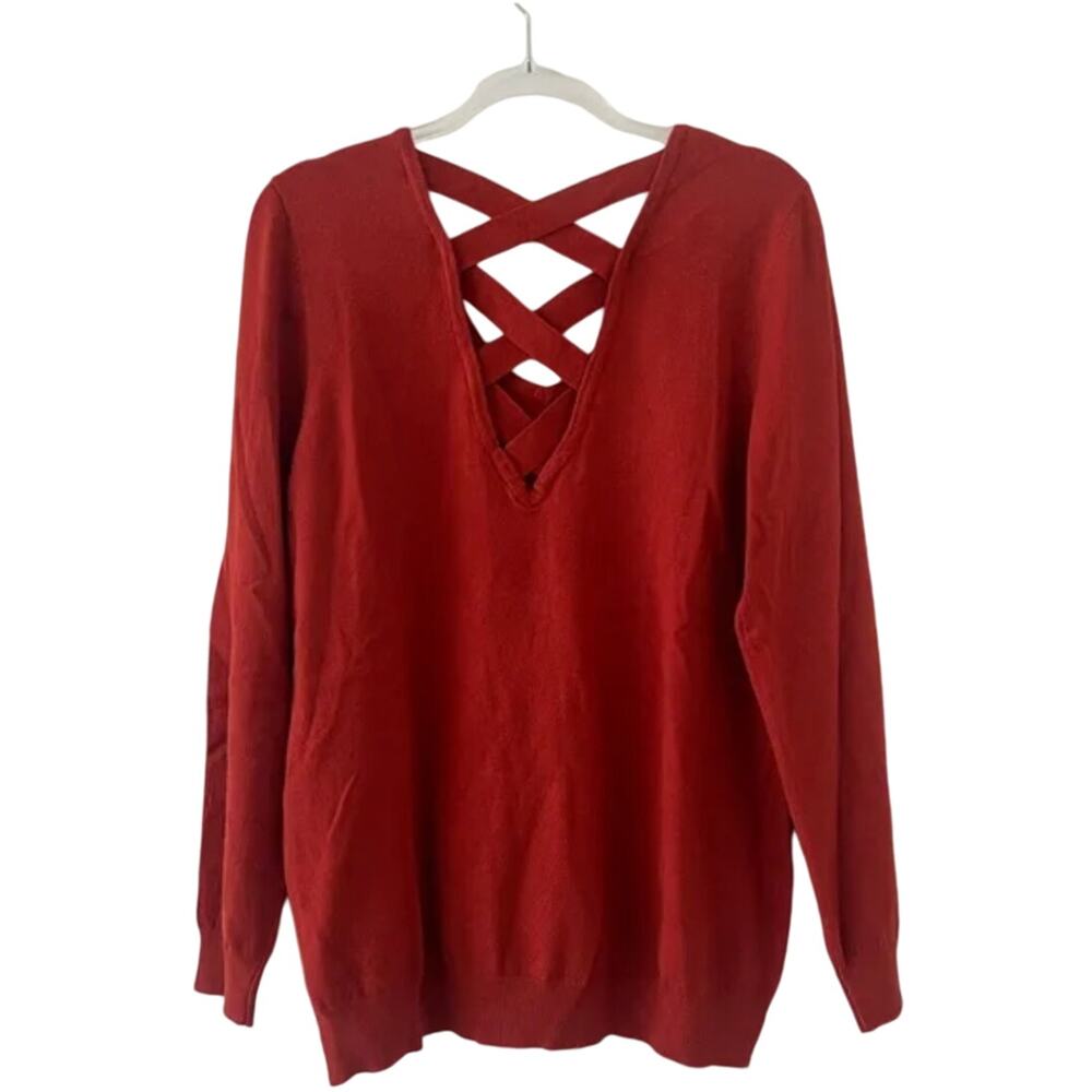 Love Ellie Mia Crisscross Back Detail Rust Pullover NWT Size Small - Picture 5 of 6